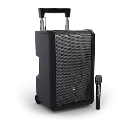 LD Systems ANNY 10 HHD B5 - Mobiler Bluetooth PA Lautsprecher mit Akku, Mixer und 1x Funkmikrofon 584-608 MHz, schwarz