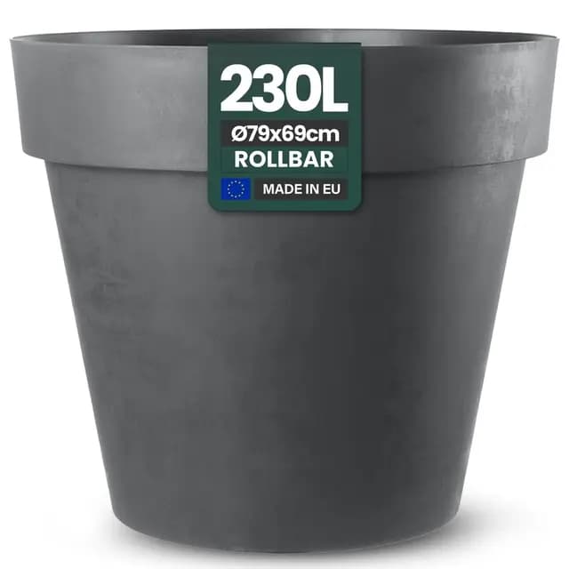 Kreher XXL Pflanztopf/Pflanzkübel rund mit 79 cm / 58 cm Durchmesser, ausstattet mit Rollen! Der Eye-Catcher für Garten, Terrasse, Restaurants & Gewerbe! (Anthrazit, XXL-Ø79cm)