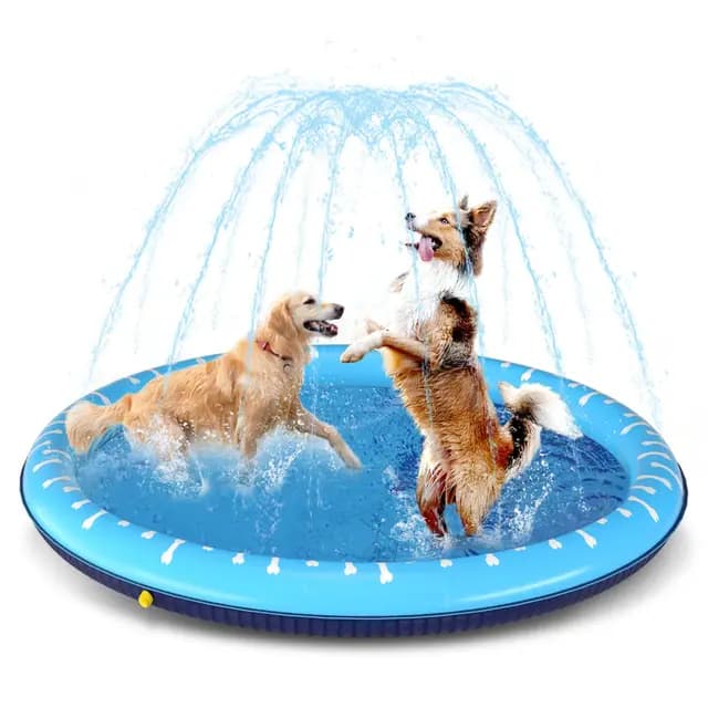 Nobleza Hundepool, D100cm/39in Planschbecken für Große & Kleine Hunde, 0.55mm Verdickt Anti-Rutsch Sprinkler Matte Hund Faltbarer Splash Pad für Sommer, Garten, DraußEn