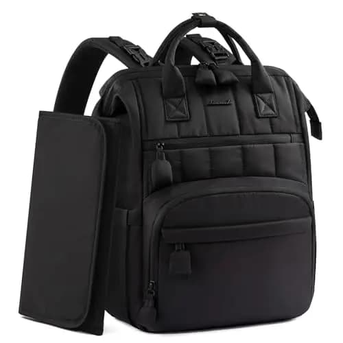 LOVEVOOK Wickelrucksack Groß, Baby Wickeltasche Rucksack Diaper Bag mit Wickelunterlage, Wasserabweisend Babytasche Mommy Wickeltasche Organizer mit Kinderwagengurten für Mama und Papa, Schwarz