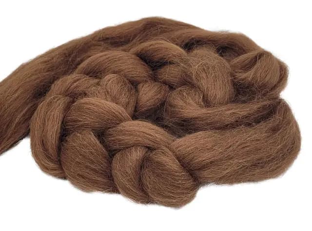 Kammzug Alpaka Wolle natur zum spinnen, filzen, Spinnfasern Filzwolle superfine Alpaca aus Peru, 25 mic., 50g (Farbe 3 | rotbraun)