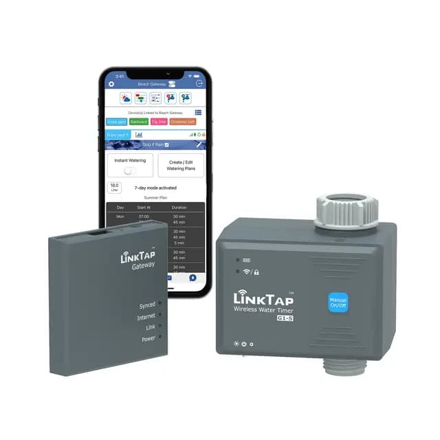 Linktap G1S Drahtlose Bewässerungscomputer & Gateway - Einfach Zu Installierende, Cloud-Gesteuerte, Smarte Wasserzeitschaltuhr mit APP, Ferngesteuertes Bewässerungsuhr für Garten, Wettersensibel, IP66