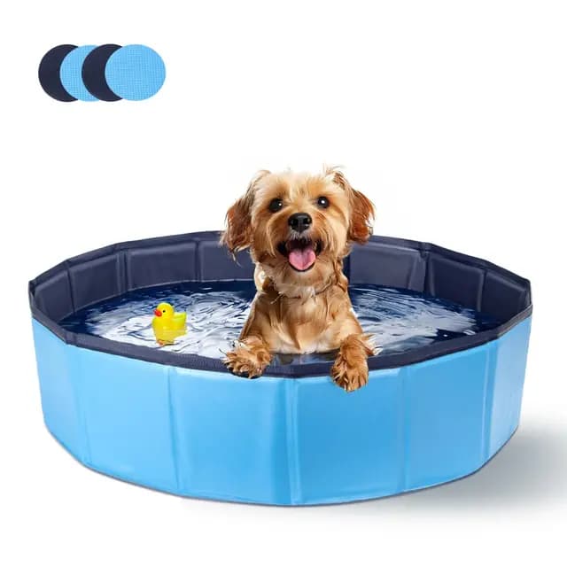Nobleza Hundepool für Große & Kleine Hunde, Faltbarer Hunde Planschbecken, Stabile Hundebadewanne, Swimmingpool für Katzen, 80 * 20cm, S, Blau