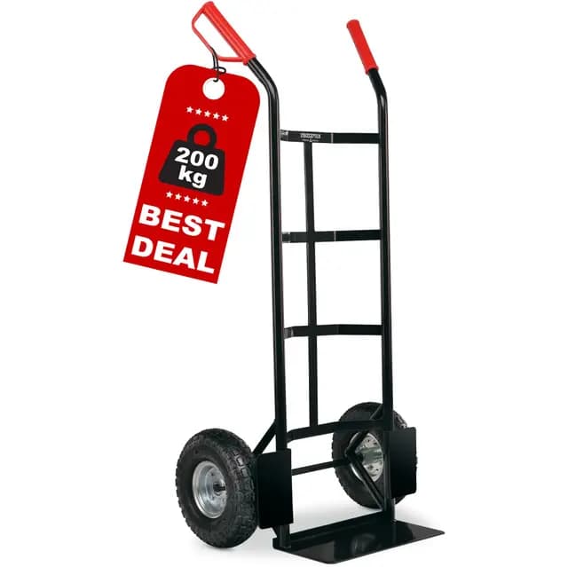 Stagecaptain Carryboy Sackkarre - 200 kg belastbar - Transportkarre für Umzug oder Getränkekisten - Robuster Stahlrahmen und Luftreifen mit 26 cm Ø - Handwagen mit Sicherheits-Haltegriffen - Schwarz