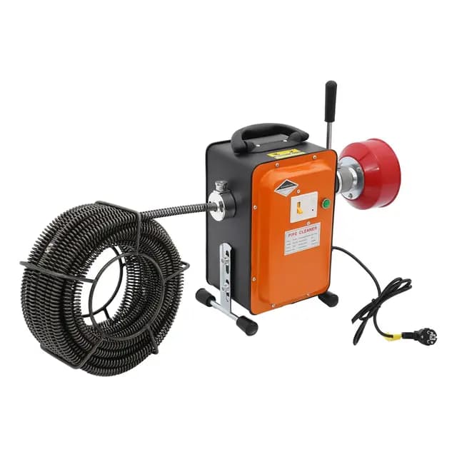 750W 400U/min Elektrische Rohrreinigungsmaschine mit FI-Schalter für Ø20-150mm Rohrleitungen, Rohrreinigungsgerät Rohrreiniger Abflussreiniger, Rohrreinigungsspirale Ø16mm 16M, 10mm 2.5M Spiralen