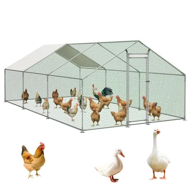 Thanaddo Hühnerstall 3x6 m Metall Freilaufgehege, 18 m² mit PE-Tuch, Verzinkter Stahl Groß Hühnergehege mit Riegelsystem-Tür für Hühner, Kaninchen Haustierkäfig Hühnerkäfig Kleintiere Garten