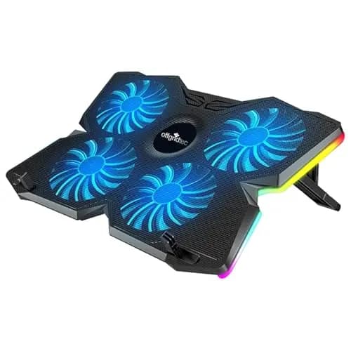 Offgridtec Laptop-Kühler K25 Pro, belüfteter Ständer mit 4 leisen Lüftern, 1100 U/min, 2 USB-Anschlüsse, Höhenverstellbar, Ergonomisches Design für Gaming-Konsolen & Laptops 10-17 Zoll, Blau