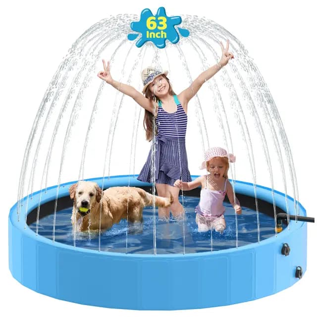 Raxurt Faltbarer Hundepool mit Sprühkopf, 160cm strapazierfähiger Hundepool, 2-in-1 rutschfeste PVC-Badewanne für Haustiere für den Außenbereich im Garten
