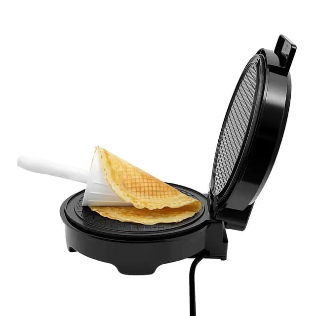 Hörnchenautomat 1200W Waffelkegel-Maker, Antihaft Waffeleisen mit Waffelkegelroller, 20cm Rund Backplatte, doppelseitige Heizung & einstellbare Temperatur, Eiswaffeleisen für Haushalt Gewerbe