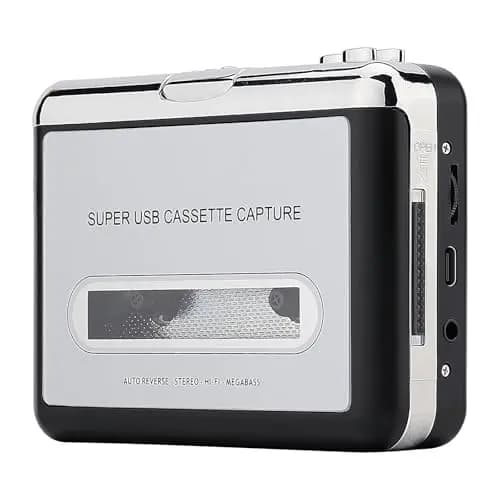 Reshow Kassettenspieler - Tragbarer Kassettenspieler, der MP3-Audio-Musik über USB aufnimmt - kompatibel mit Laptops und PCs - konvertiert Kassetten ins iPod-Format (Silber)