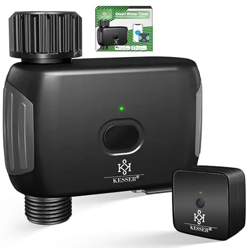 KESSER® Bewässerungssteuerung mit WLAN WiFi | Bewässerungscomputer für Garten & Balkon | Bewässerungssystem mit Zeitschaltuhr | Automatische Bewässerung App & Sprachsteuerung | Schwarz