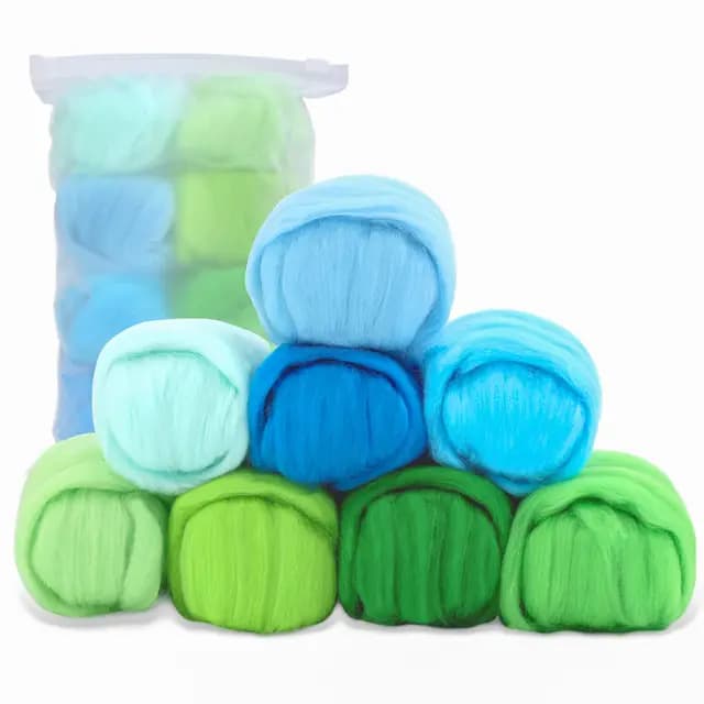 Namner Nadel Filz Wolle Set, 80g in 8 Farben, Wollfilz Roving für Nadelfilzen, DIY Starter Kit für Wollhandwerk, Frühling