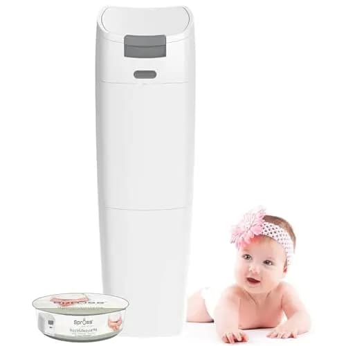 Spross® Windeleimer inkl. 1 Nachfüllkassette • Geruchsdichter Windelmülleimer mit Hygieneverschluss & Hochbarriere-Folie • Einhandbedienung Windel Eimer • Baby Wickeleimer Made in Germany