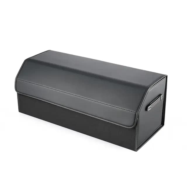 Auto Kofferraum Organizer faltbar mit Deckel wasserabweisende Aufbewahrungsbox aus Kunstleder verschleißfest mit Griffen für SUV Limousine Camping Einkauf Haushalt (L: 66 x 29.5 x 32 cm)