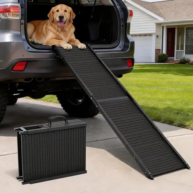 Hundeautorampe 170 x 41 cm,Extralange klappbare Hundetreppe mit Rutschfester Oberfläche, Schwerlast bis 220 lb, tragbare Haustierrampe für SUV, LKW, Bett & Sofa, für mittelgroße & große Hunde
