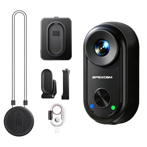 Apexcam K70 4K mini Action cam POV Camera EIS Bildstabilisierung WLAN bodycam 30m wasserdichte Unterwasserkamera mit aufladbarem Action-Pod, Vlogging Camera für Radfahren, Reisen
