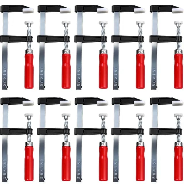 Schraubzwingen-Set, 10er-Pack F-Zwingen 300 mm/200 mm/150 mm, Klemmtiefe 50 mm, Gusseisen, für Holzbearbeitung DIY Handwerkzeug, 150 mm