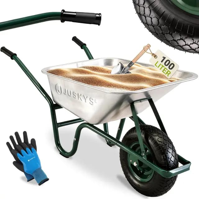 Juskys Schubkarre 100 Liter 250 kg verzinkt Silber