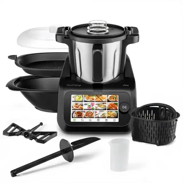 Ufesa TotalChef RK6 Intelligenter Multifunktions‑Küchenroboter, 7” Digitaldisplay, WLAN, 30 Funktionen, Edelstahlbehälter, 3,5 L Kapazität, Integrierte Waage, 15 Programme, Zubehör