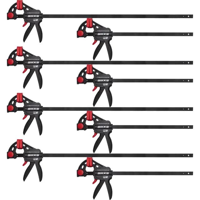 Einhandzwingen Set 8 Stück Schraubzwingen Spanner, Spannweite 152mm/304mm, Dehnbereich 340mm/492mm, Spannkraft 80Kg, mit GS Zertifikat 6