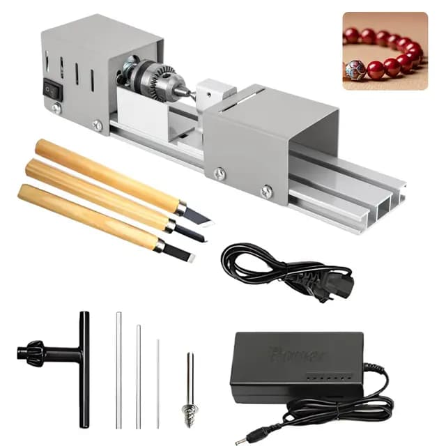 Mini Drehmaschine, Drehbank 2000-8000U/min, Metall Kleine Drehbank mit 7 Gang Einstellung, Klemmbereich von 0.02-0.24 Zoll, Drehmaschine Metall für Dreh, Einstech, Schleif