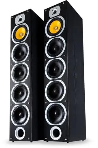Bennett & Ross Exosphere 3-Wege HiFi Standlautsprecher Paar (200W RMS, 6,5" Subwoofer, 6,5" Tieftöner, 3X 6,5" Mitteltöner, 1" Hochtöner, Bassreflex-Konstruktion, Maserung in Holzoptik) schwarz