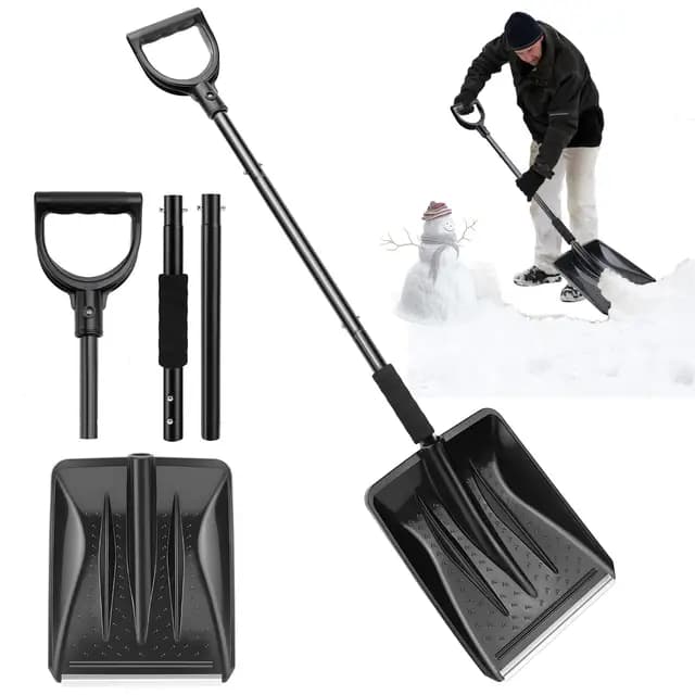 Schneeschaufel Kunststoff Schneeschieber mit Metall-Stiel, Schneeschüppe mit 4-teiligem, Abnehmbarem Design, Schnee Schieber Leicht, für Auto, Gehweg und Terrasse
