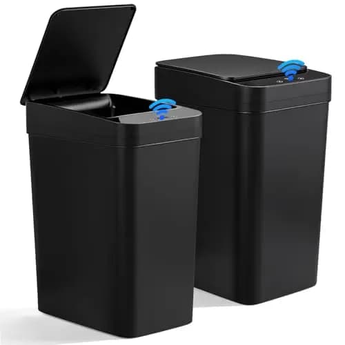 2er Set Automatischer Mülleimer mit Sensor (15L & 12L) – Mülleimer Bad mit Deckel, Intelligente, Leise und Wasserdichte Abfallbehälter für Küche, Bad, Büro und Schlafzimmer mit 3 Öffnungsmodi