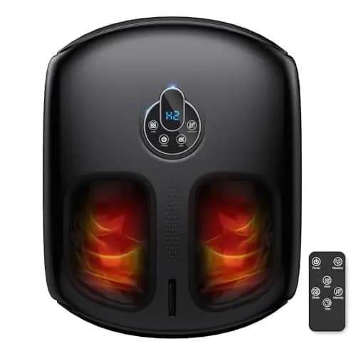 HTM Fußmassagegerät, Fussmassagegerät Elektrisch mit Wärmefunktion, Foot Massager mit Fernbedienung, Shiatsu-Tiefenknetmassage, 4 Massagemodi (Vibration/Kompression/Rollen),Bis Schuhgröße 47