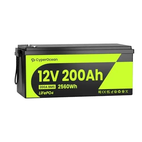 CyperOcean 12V 200Ah LiFePO4 Autobatterie