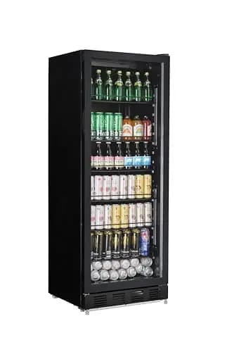 METRO Professional Getränkekühlschrank GSC4280B, Metall/Glas, 280 L, belüftete Kühlung, 210 W, mit Schloss, Schwarz