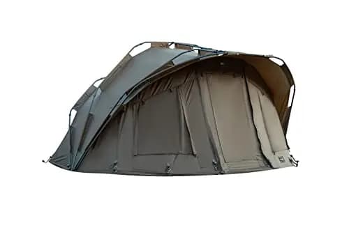 MK-Angelsport Anglerset Fort Knox Dome + 8-Bein Bedchair – Großes Karpfenzelt mit 10.000 mm Wassersäule, Aluminium-Frame, Multifunktionstür, Bodenplane & bequemer Angelliege
