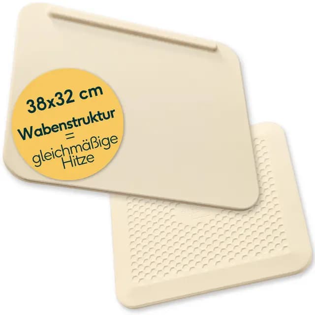SILBERTHAL Pizzastein für Backofen & Gasgrill unglasiert 38 x 32 cm Eckig - Naturstein aus Cordierit - Steinplatte bis zu 900° C