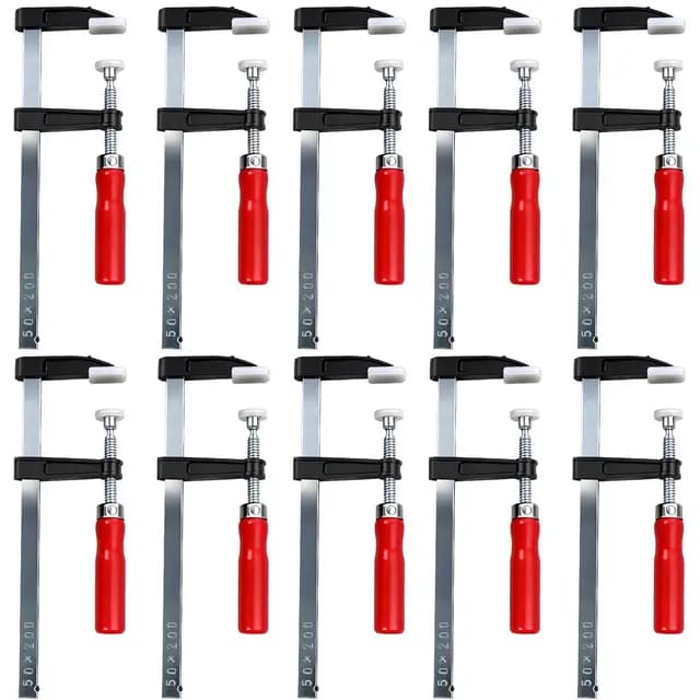 Schraubzwingen-Set, 10er-Pack F-Klemme 300 mm/200 mm/150 mm, Spanneinteilung 50 mm, Gusseisen, für Holzbearbeitung DIY Handwerkzeug, 200 mm