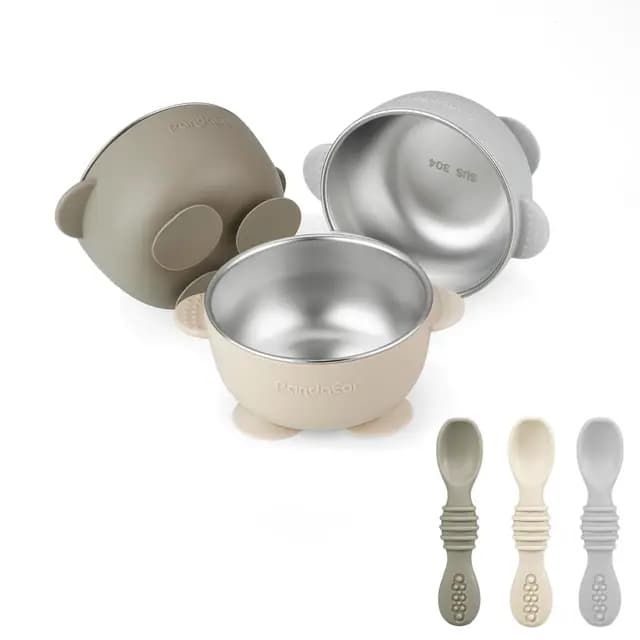 PandaEar Edelstahl Babysaugschalen Set