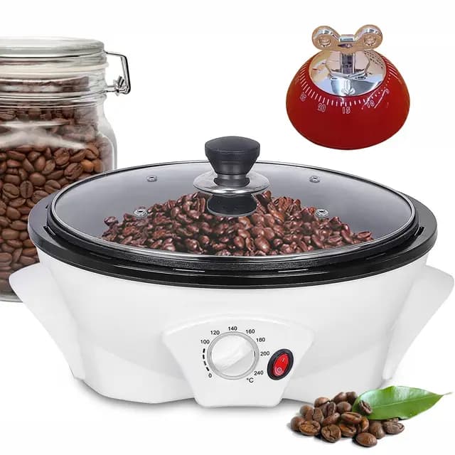 Kaffeeröster, Elektrischer Kaffeeröster 500g, 1200W Kaffeeröstmaschine 0-240℃ Temperatureinstellung für Zuhause mit Timer Rauchfreies Rösten Röstmaschine für Kaffeebohnen Nüsse & Samen