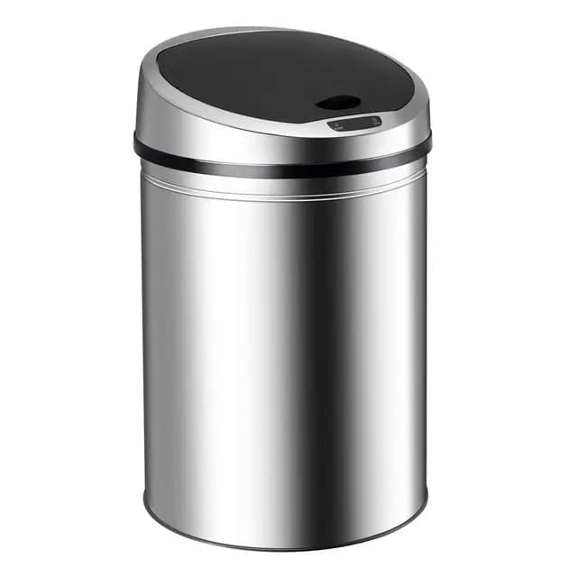 Ribelli Edelstahl Mülleimer 60 Liter - Abfalleimer mit Sensor - automatisches Öffnen und Schließen - Klemmring für Müllbeutel - Abnehmbarer Deckel - mit LED-Funktionsanzeige (Chrom)