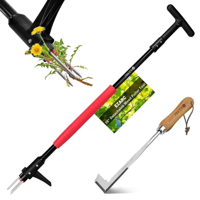 EZARC Unkrautstecher mit Fugenkratzer, Länge 100cm, 2tlg Gartenwerkzeug-Set zum schnellen Entfernen von Löwenzahn und Unkraut aus Fugen und Ecken