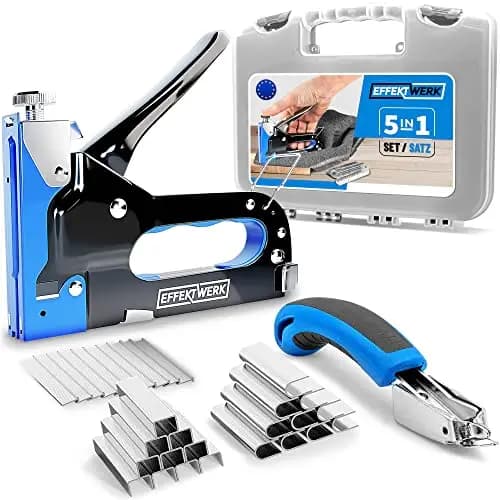 EFFEKTWERK Schwerlast-Tacker Set 5-in-1 mit 1500 Klammern