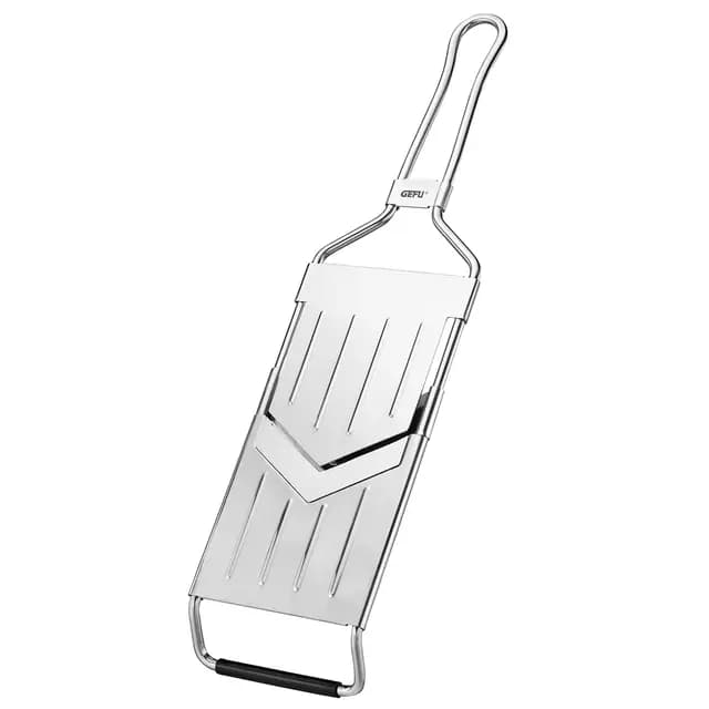 GEFU V-Hobel RASPINI | Stufenlos verstellbare Edelstahlklinge | Gemüse Schneider für Gurken, Karotten, Kartoffeln | Ergonomischer Griff, rutschfest