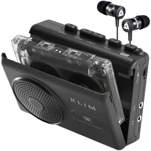 KLIM K9 Kassettenspieler – Tragbarer Cassette Player & Kassettenrecorder mit Lautsprecher, Mikrofon & Kopfhöreranschluss, Batteriebetrieben, Inkl. Kopfhörer