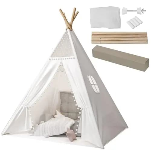 Kinder Tipi Zelt,Sternen klassisches indisches Spielzelt für Kinder,Kinderzelte aus für Mädchen und Jungen mit Tragetasche,faltbares Spielhaus für drinnen oder draußen