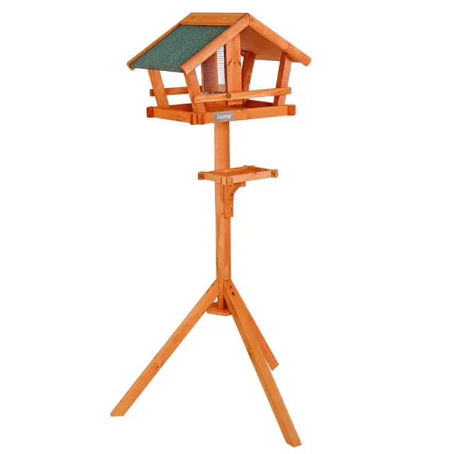 lionto Vogelfutterhaus Holz mit Ständer und Bodenankern