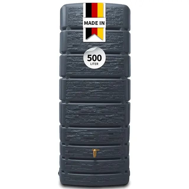 4rain Slim Stone Decor Regentonne Wandtank 500 L Graphite Grey