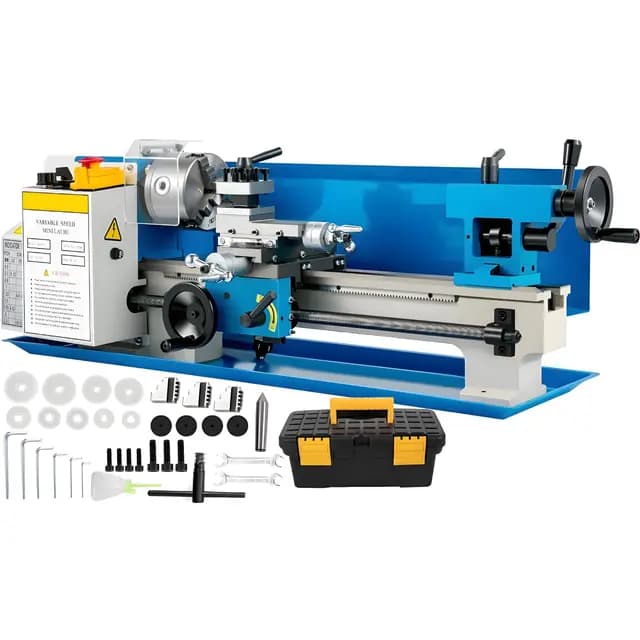 550W Mini-Drehmaschine 18x35cm Metalldrehmaschine Tischdrehmaschine für Präzises Drehen, Bohren, Gewindeschneiden und Polieren von Metallteilen