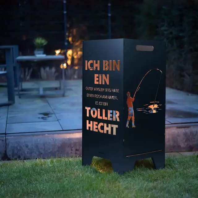 Feuertonne Mit Maritim Motiv | Stabiles Stecksystem Mit Tragegriffen | Robust & Aus Hochwertigem Stahl | Für Eine Knisternde Gemütlichkeit In Deinem Garten (78cm toller Hecht)