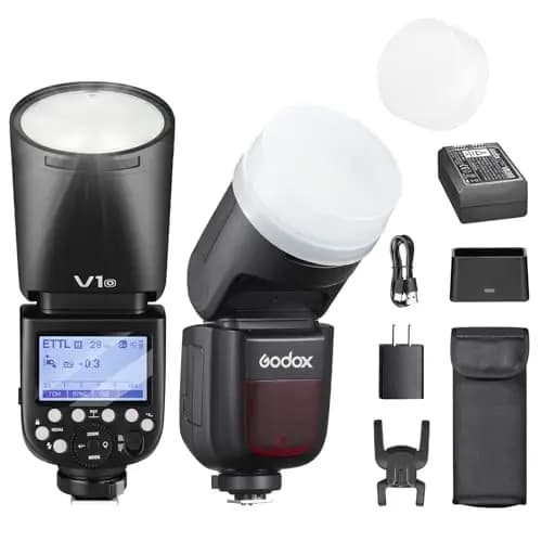 GODOX V1O Rundblitzgerät 76W Speedlite Professioneller Rund Kamera Flash 1/8000 HSS 2.4G Wireless X System i-TTL mit 2600mAh Li-Ionen Kompatibel für Olympus