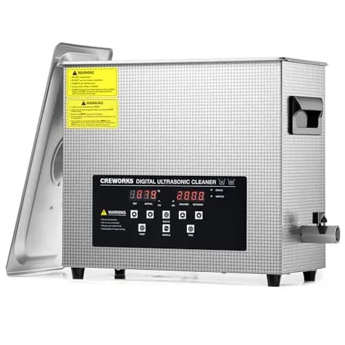 CREWORKS Ultraschallreinigungsgerät 6L mit Degas- und Sanftmodus Ultraschallgerät Ultraschallreiniger mit Innenkorb, Heizung und Digital Timer für Brillen, Schmuck, Zahnprothesen, Uhren und Münzen
