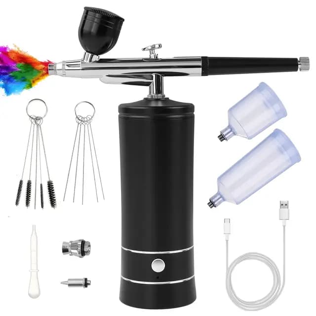 Tragbares Airbrush Set mit Kompressor, Multifunktionale Handheld Airbrushpistole für Nageldesign, Kuchendekoration, Make-up, Tattoo-Modellierung und Modellbemalung