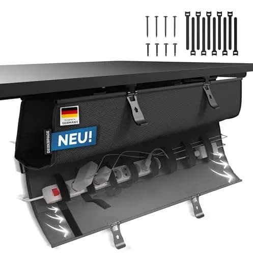 Kabelwanne Schreibtisch Kabelmanagement - Beidseitig Klappbarer Kabelkanal - Cable Organizer für den Schreibtisch - 94 cm (Schwarz)